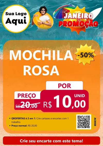 Modelo de Cartaz para Cartaz A4 Vertical com o tema Janeiro de Promoção para Papelaria
