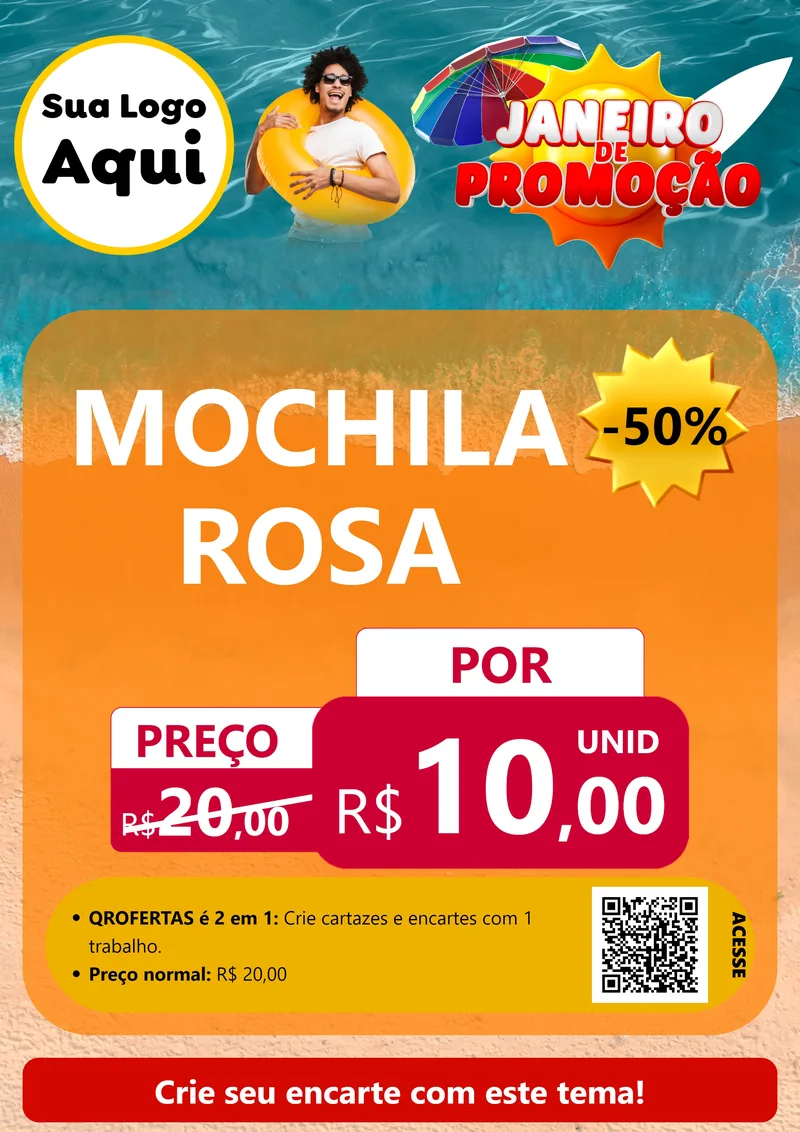 Modelo de Cartaz para Cartaz A4 Vertical com o tema Janeiro de Promoção para Papelaria