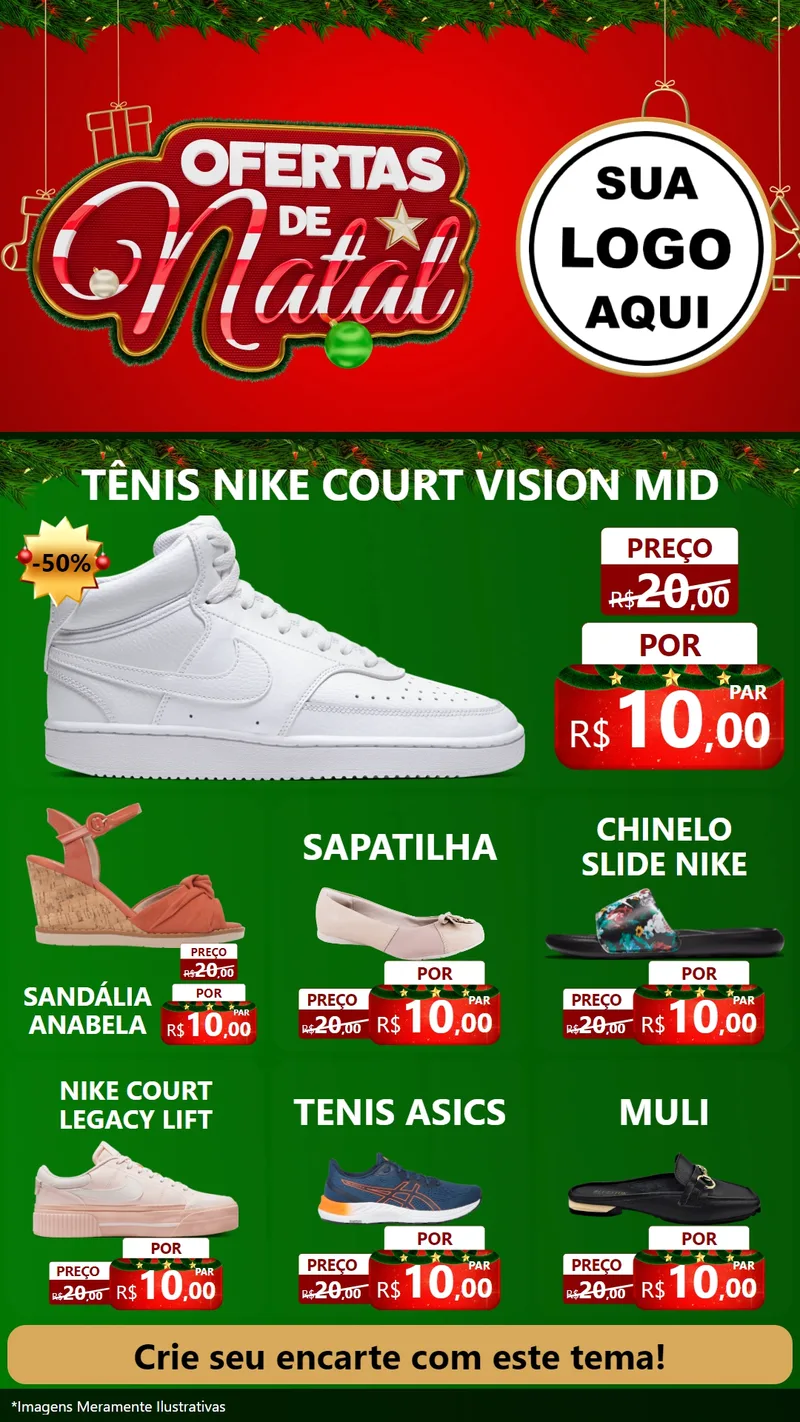 Modelo de Rede Social para Stories com o tema Ofertas de Natal para Calçados