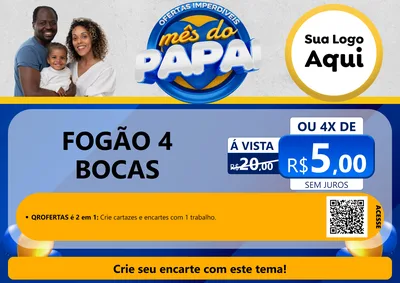Modelo de Cartaz para Cartaz A4 Horizontal com o tema Ofertas Imperdíveis Mês Do Papai para Móveis e Eletro