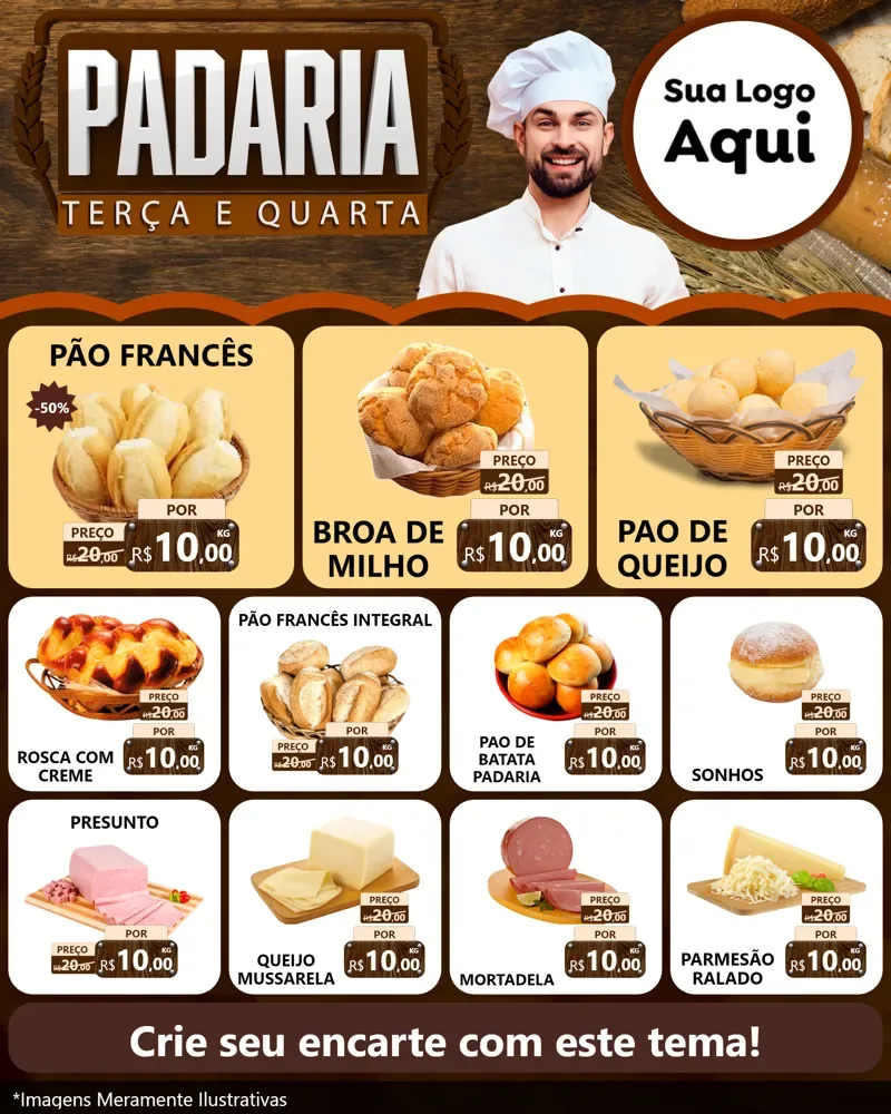 Modelo de Rede Social para Feed Instagram com o tema Terça e Quarta Da Padaria para Padaria