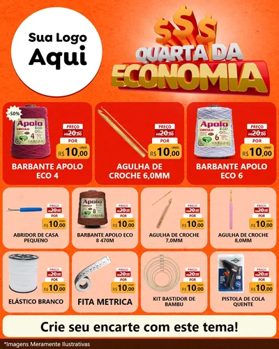 Modelo de Rede Social para Feed Instagram com o tema Quarta da Economia para Armarinho e Aviamentos