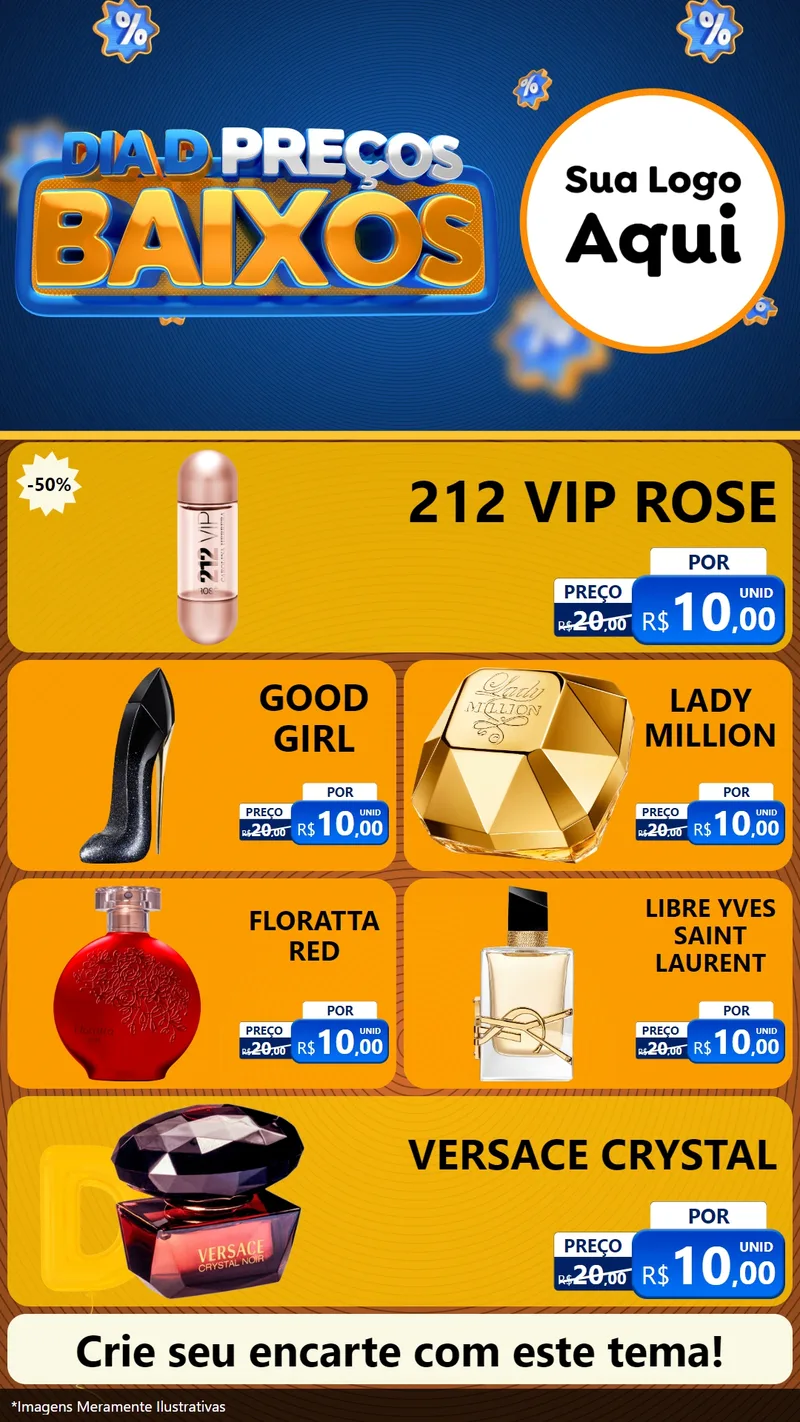 Modelo de TV para TV Vertical com o tema Dia D Preço Baixo para Perfumes