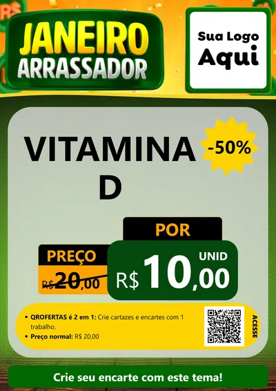 Modelo de Cartaz para Cartaz A4 Vertical com o tema Janeiro Arrasador para Farmácia
