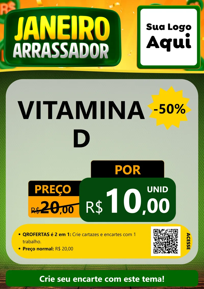 Modelo de Cartaz para Cartaz A4 Vertical com o tema Janeiro Arrasador para Farmácia
