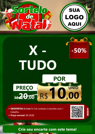 Modelo de Cartaz para Cartaz A4 Vertical com o tema Sorteio de Natal para Hamburgueria
