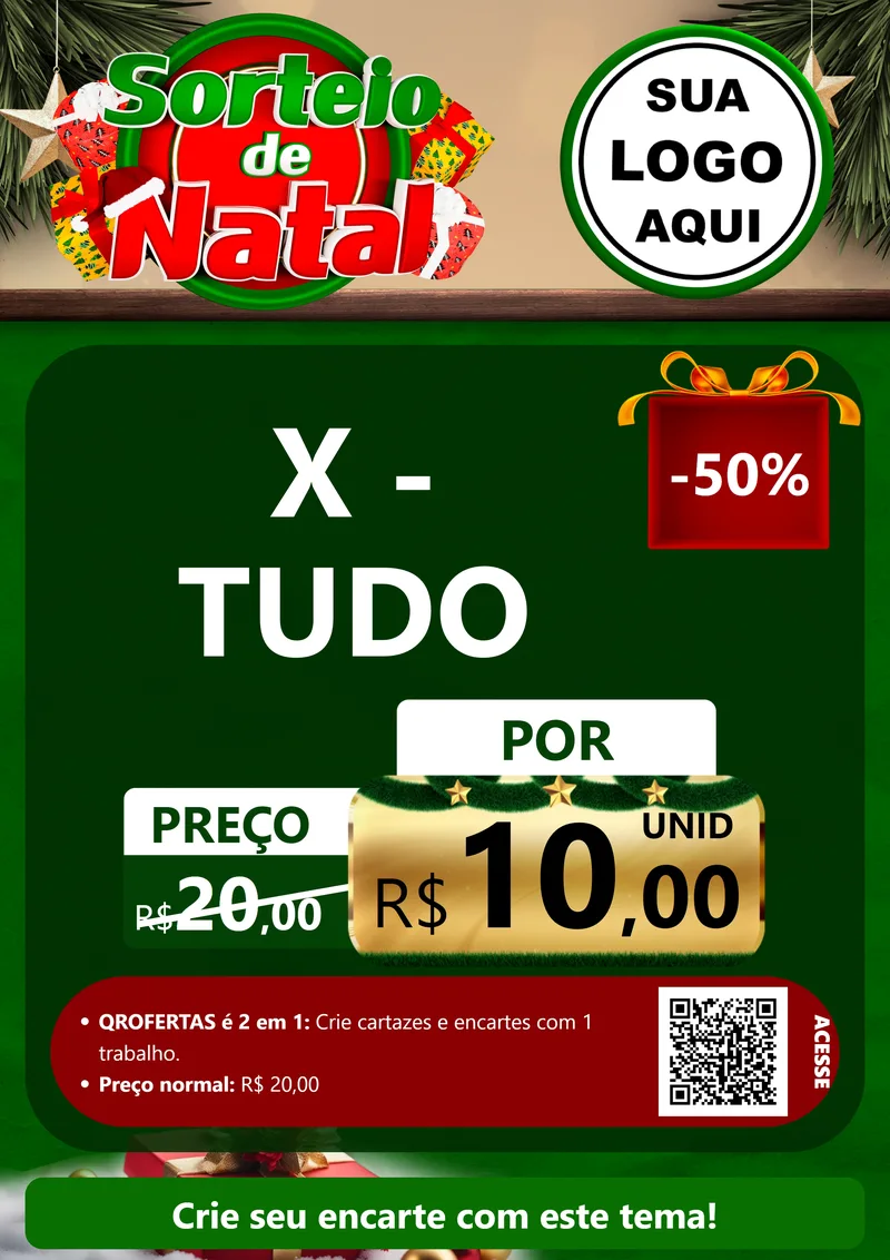 Modelo de Cartaz para Cartaz A4 Vertical com o tema Sorteio de Natal para Hamburgueria