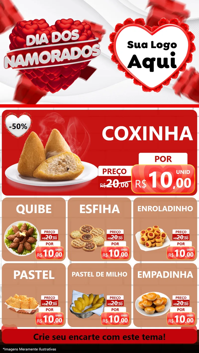Modelo de Rede Social para Stories com o tema Dia dos Namorados para Salgadaria