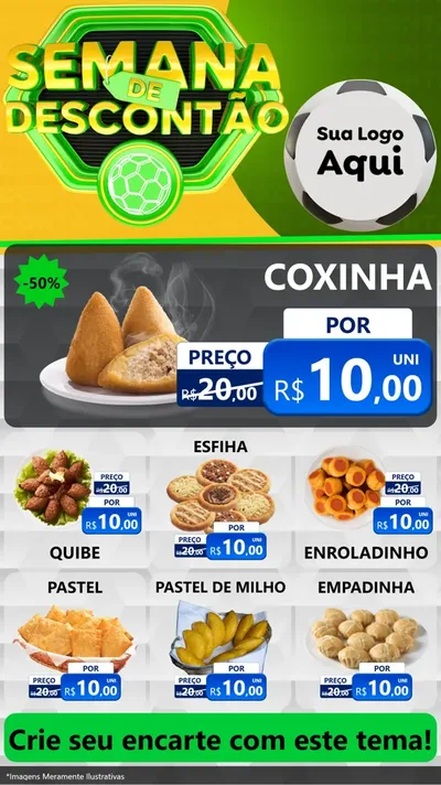 Modelo de Rede Social para Stories com o tema Semana de Descontão - Copa para Salgadaria