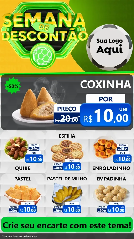 Modelo de Rede Social para Stories com o tema Semana de Descontão - Copa para Salgadaria
