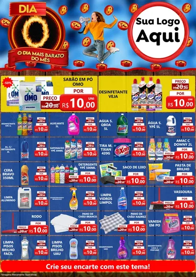 Modelo de Encarte para Encarte A4 Vertical com o tema Dia O - O Dia Mais Barato Do Mês para Produtos de Limpeza