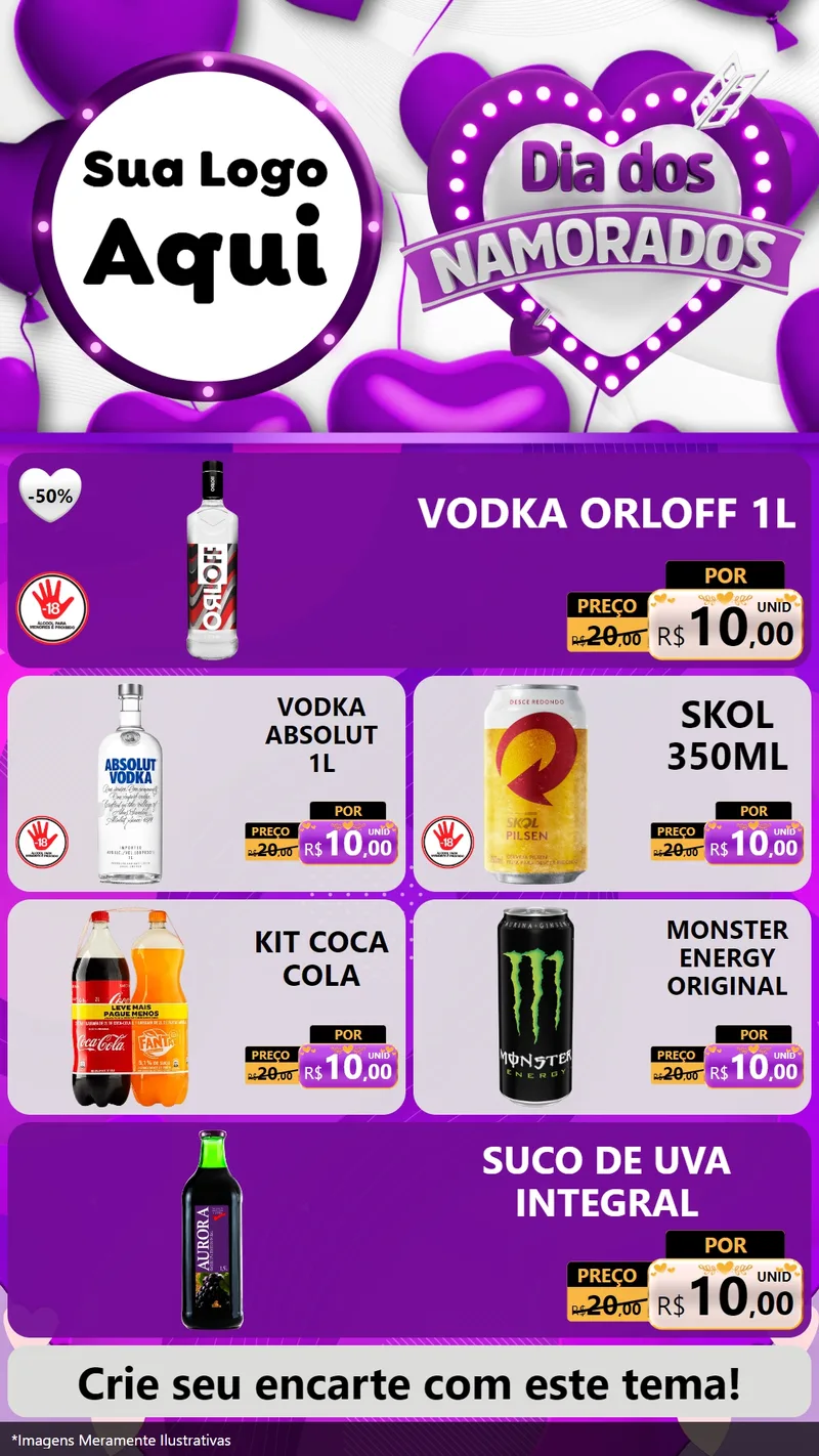 Modelo de TV para TV Vertical com o tema Dia dos Namorados para Distribuidora de bebidas