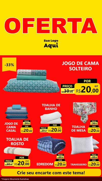 Modelo de Rede Social para Stories com o tema OFERTA - Vermelho Cartaz para Cama, Mesa e Banho