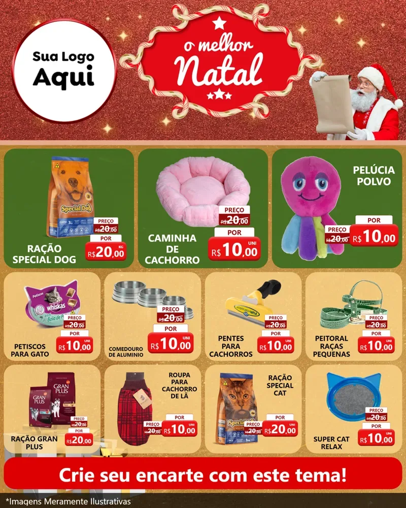 Modelo de Rede Social para Feed Instagram com o tema O Melhor Natal para Pet Shop
