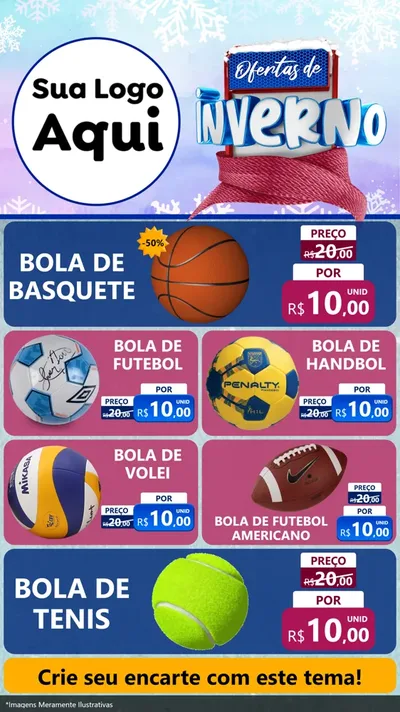 Modelo de TV para TV Vertical com o tema Ofertas de Inverno para Artigos Esportivos
