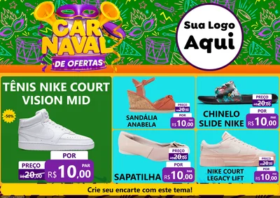 Modelo de Encarte para Encarte A4 Horizontal com o tema Carnaval de Ofertas para Calçados