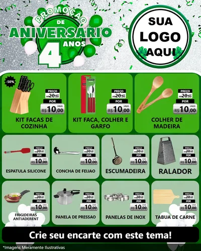 Modelo de Rede Social para Feed Instagram com o tema Promoção de Aniversário - 4 Anos para Utilidades Domésticas