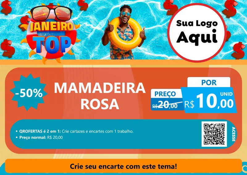 Modelo de Cartaz para Cartaz A4 Horizontal com o tema Janeiro Top para Bebês