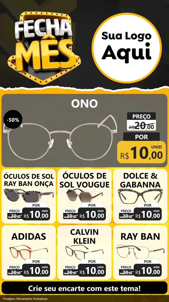 Modelo de Rede Social para Stories com o tema Fecha Mês para Óticas
