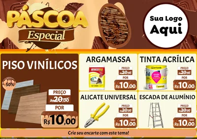 Modelo de Encarte para Encarte A4 Horizontal com o tema Páscoa Especial para Material para Construção