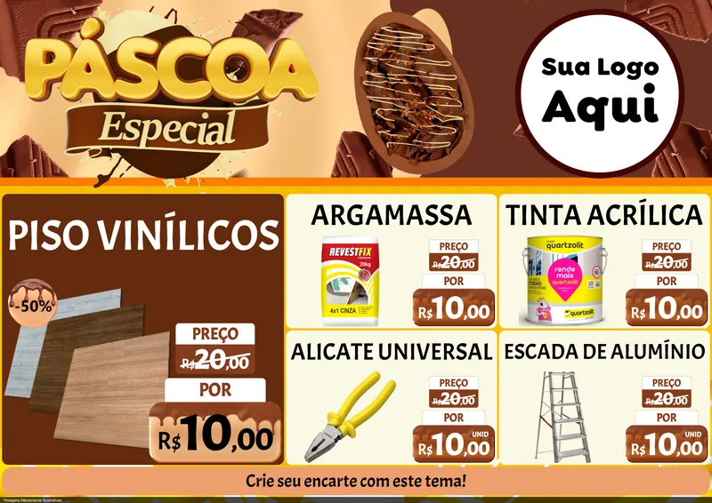 Modelo de Encarte para Encarte A4 Horizontal com o tema Páscoa Especial para Material para Construção