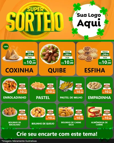 Modelo de Rede Social para Feed Instagram com o tema Super Sorteio para Salgadaria