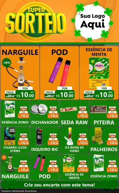 Modelo de Encarte para Encarte Grande com o tema Super Sorteio para Tabacaria