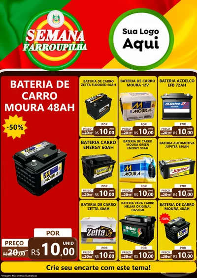 Modelo de Encarte para Encarte A4 Vertical com o tema Semana Farroupilha para Baterias Elétricas