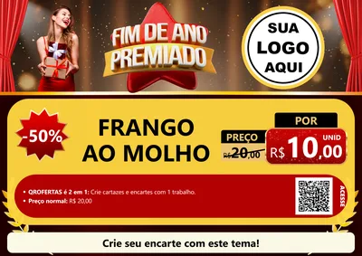 Modelo de Cartaz para Cartaz A4 Horizontal com o tema Fim de Ano Premiado para Restaurante