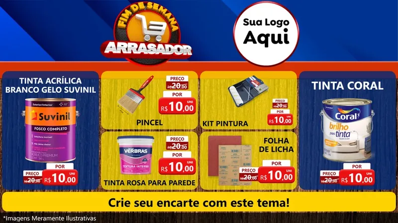 Modelo de TV para TV Horizontal com o tema Fim De Semana Arrasador para Tintas e Ferramentas