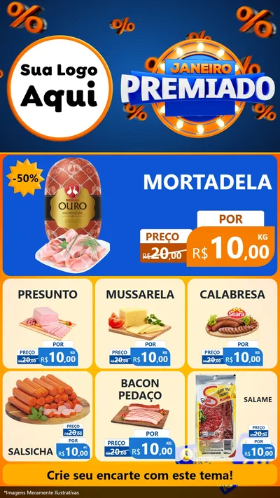 Modelo de Rede Social para Stories com o tema Janeiro Premiado para Frios e Laticínios