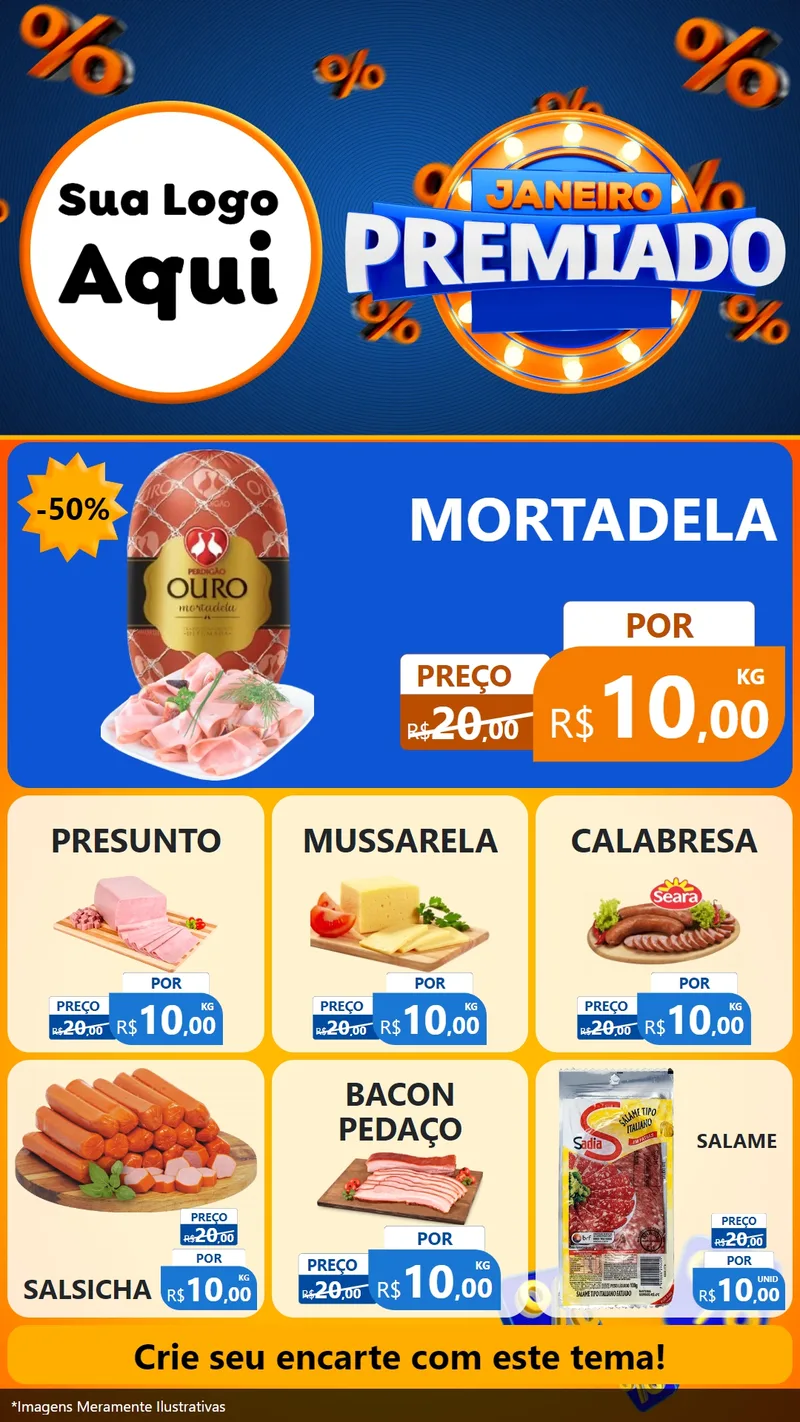 Modelo de Rede Social para Stories com o tema Janeiro Premiado para Frios e Laticínios