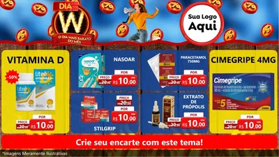Modelo de TV para TV Horizontal com o tema Dia W - O Dia Mais Barato Do Mês para Farmácia