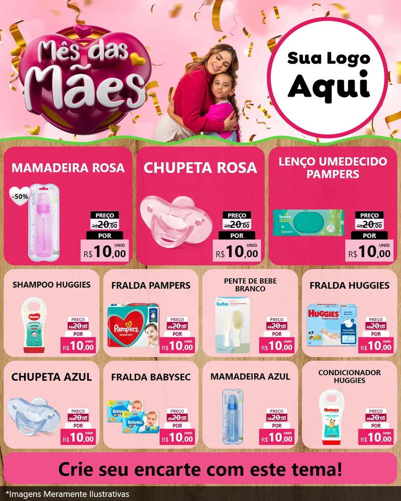 Modelo de Rede Social para Feed Instagram com o tema Mês das Mães para Bebês