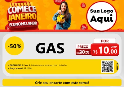 Modelo de Cartaz para Cartaz A4 Horizontal com o tema Comece Janeiro Economizando para Água e gás