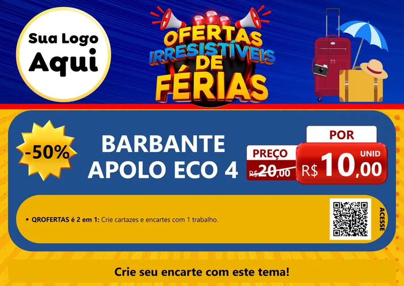 Modelo de Cartaz para Cartaz A4 Horizontal com o tema Ofertas Irresistíveis de Férias para Armarinho e Aviamentos