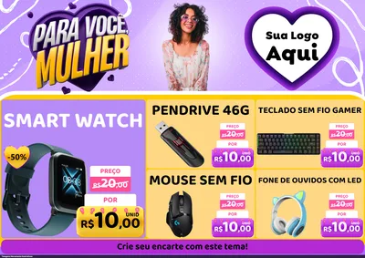 Modelo de Encarte para Encarte A4 Horizontal com o tema Para Você, Mulher para Informática