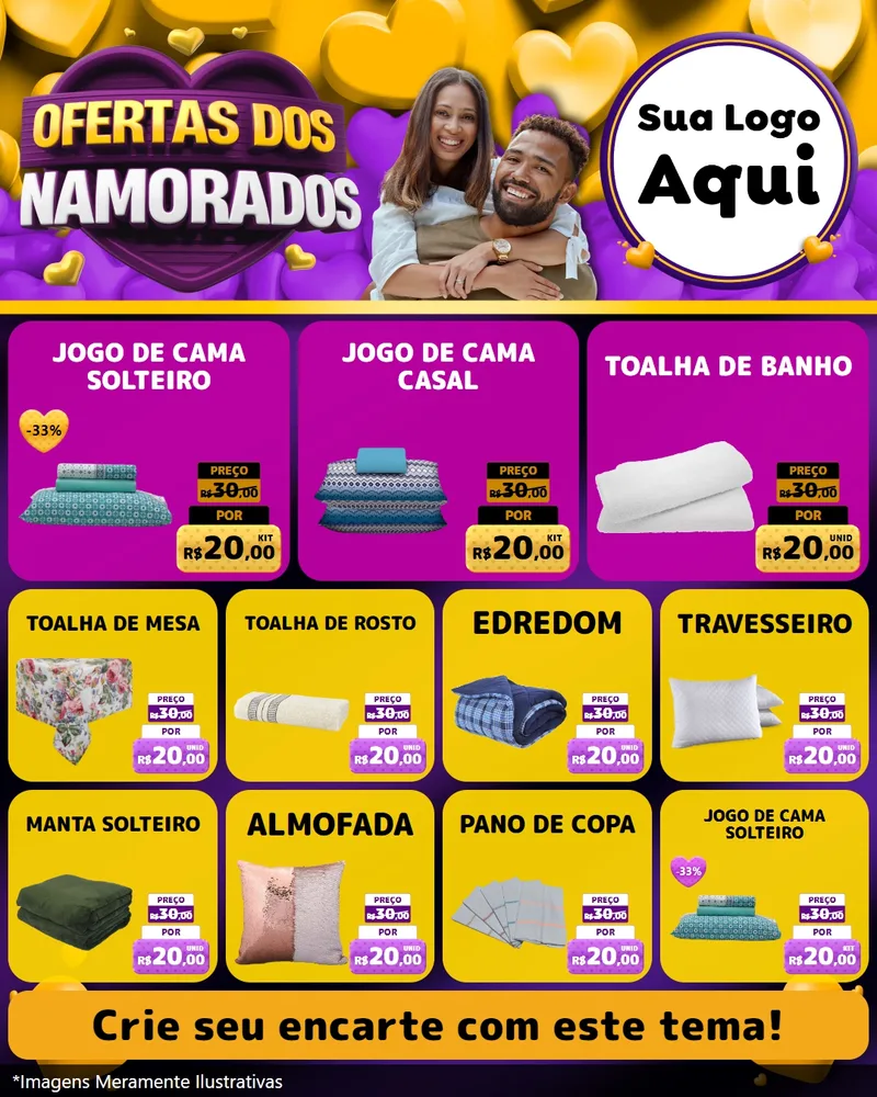 Modelo de Rede Social para Feed Instagram com o tema Oferta Dos Namorados para Cama, Mesa e Banho