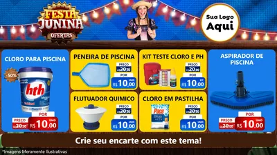 Modelo de TV para TV Horizontal com o tema Festa Junina Ofertas para Produtos para Piscina