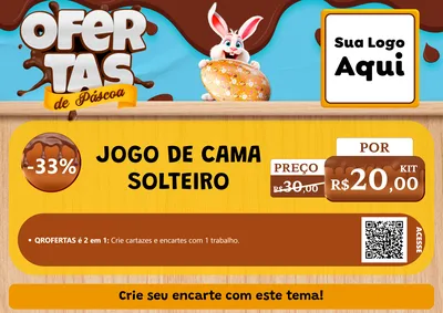 Modelo de Cartaz para Cartaz A4 Horizontal com o tema Ofertas de Páscoa para Cama, Mesa e Banho