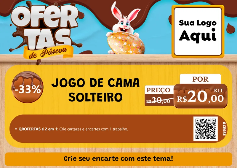 Modelo de Cartaz para Cartaz A4 Horizontal com o tema Ofertas de Páscoa para Cama, Mesa e Banho