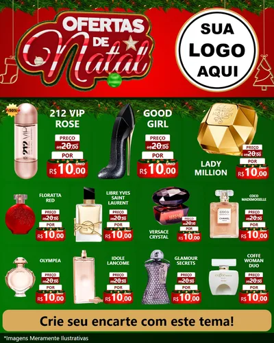 Modelo de Rede Social para Feed Instagram com o tema Ofertas de Natal para Perfumes