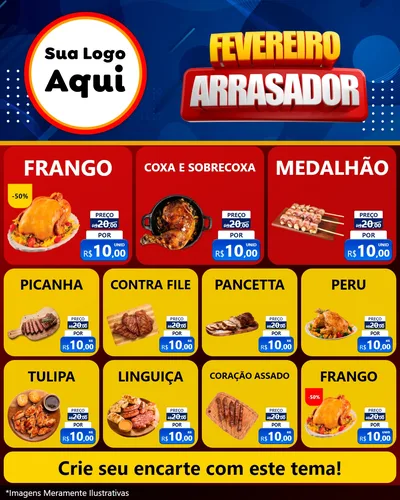 Modelo de Rede Social para Feed Instagram com o tema Fevereiro Arrasador para Assados