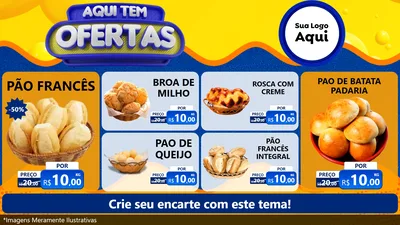 Modelo de TV para TV Horizontal com o tema Aqui Tem Ofertas para Padaria