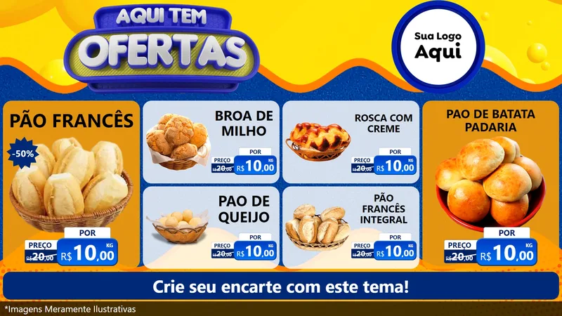 Modelo de TV para TV Horizontal com o tema Aqui Tem Ofertas para Padaria