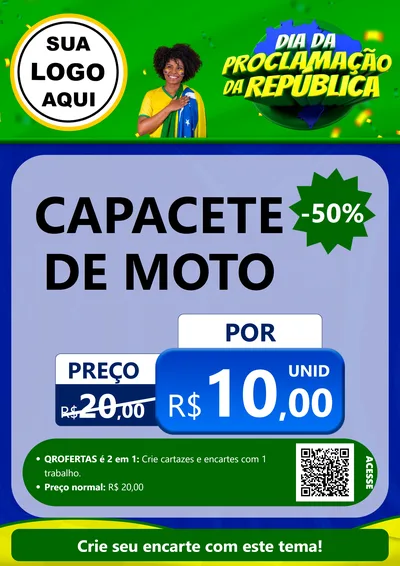 Modelo de Cartaz para Cartaz A4 Vertical com o tema Dia Da Proclamação Da República para Moto peças