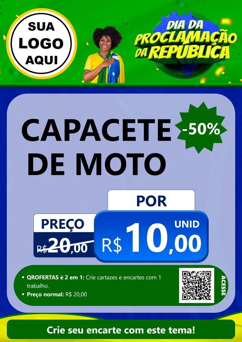 Modelo de Cartaz para Cartaz A4 Vertical com o tema Dia Da Proclamação Da República para Moto peças