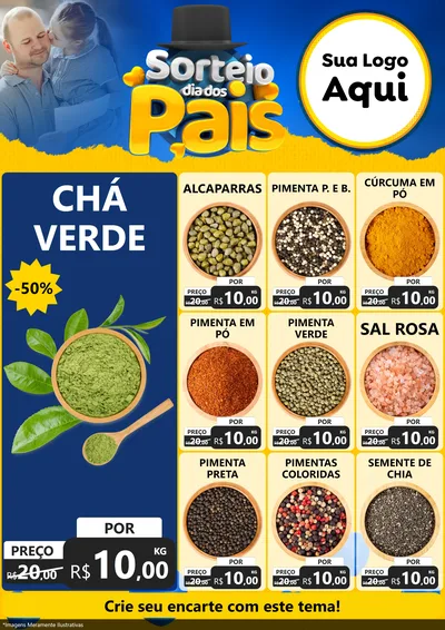 Modelo de Encarte para Encarte A4 Vertical com o tema Sorteio Dia Dos Pais para Produtos Naturais