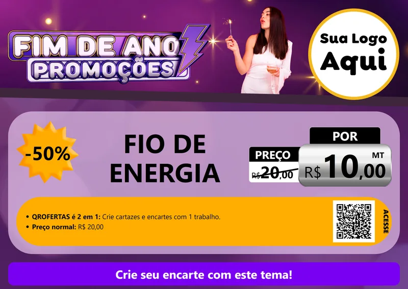 Modelo de Cartaz para Cartaz A4 Horizontal com o tema Fim de Ano Promoções para Materiais Elétricos