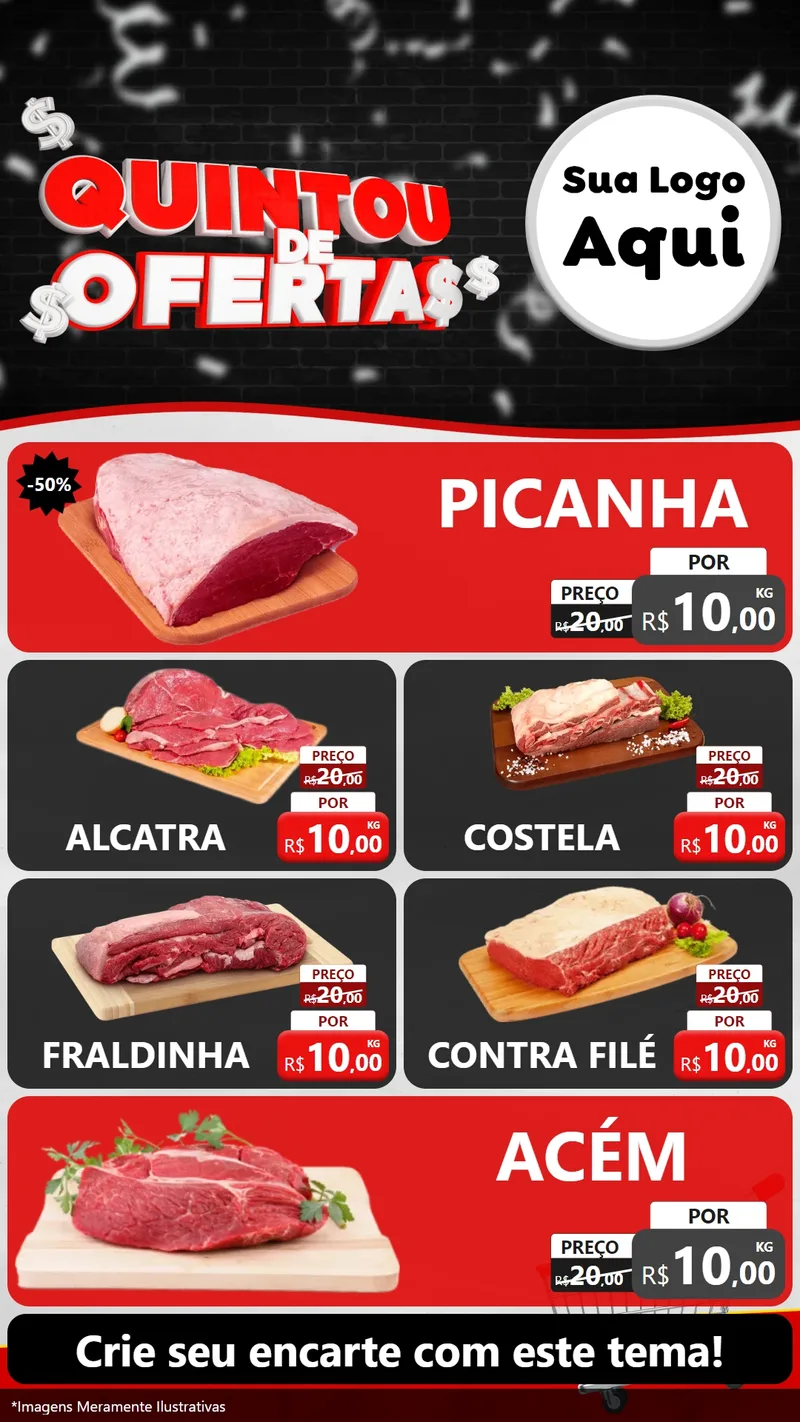 Modelo de TV para TV Vertical com o tema Quintou de Ofertas para Açougue